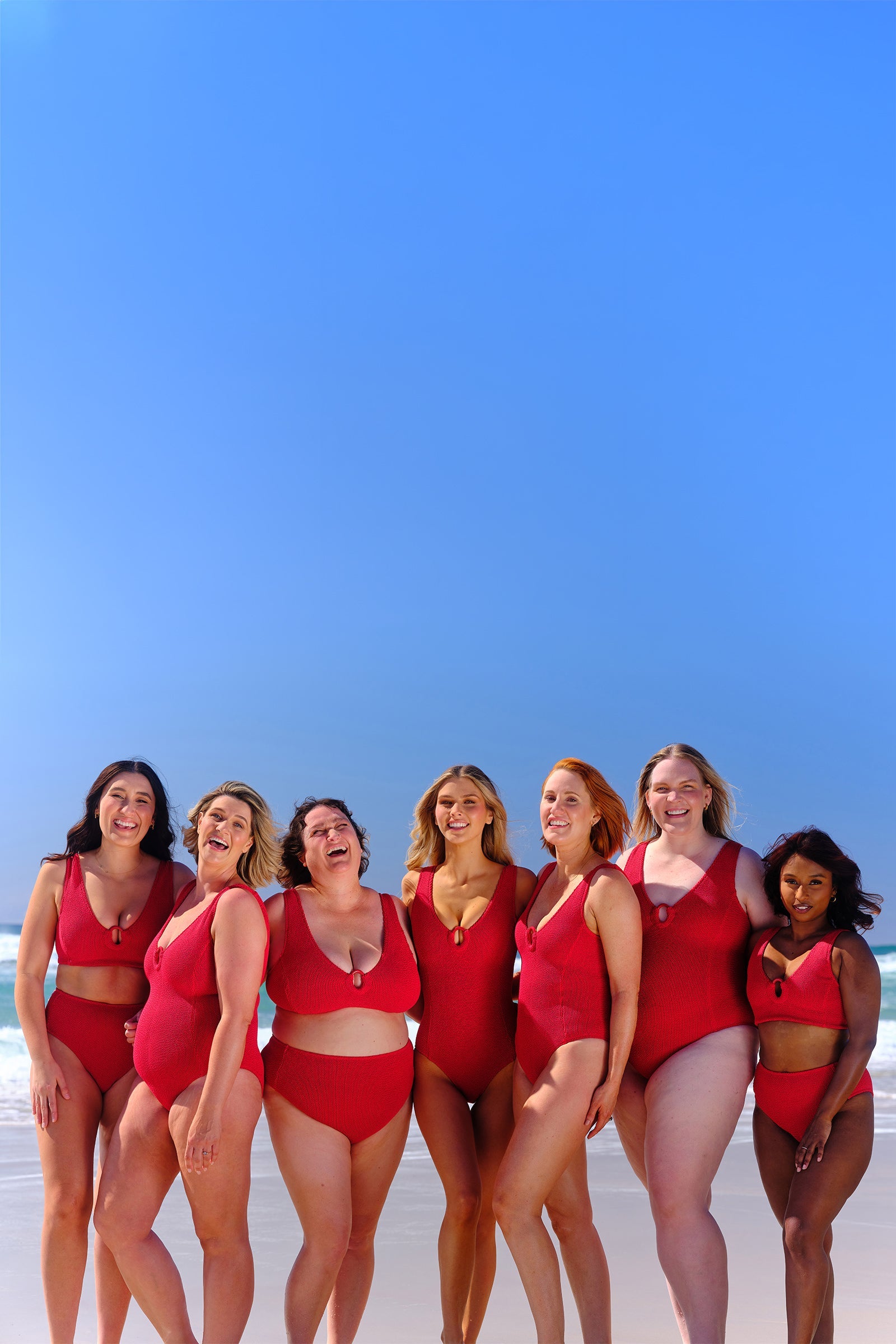 Crinkle Cut High-Waisted Bikini Bottom RED - XYRIS