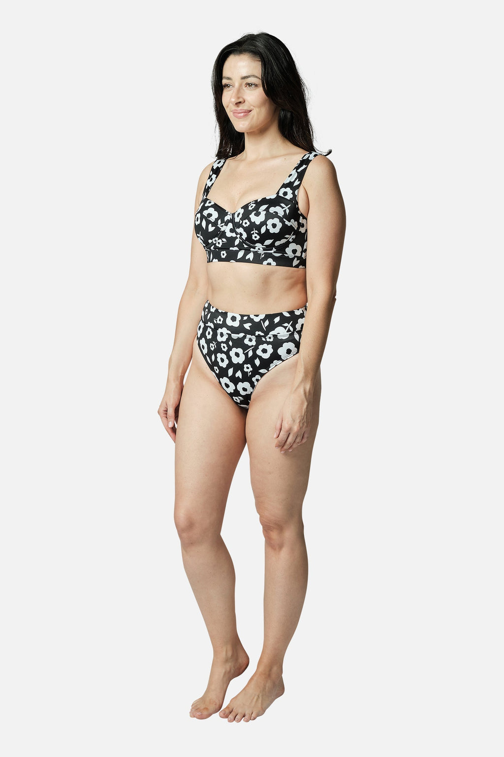 Original Bustier Balconette Bikini Bralette DAISY SILHOUETTE BLACK - XYRIS
