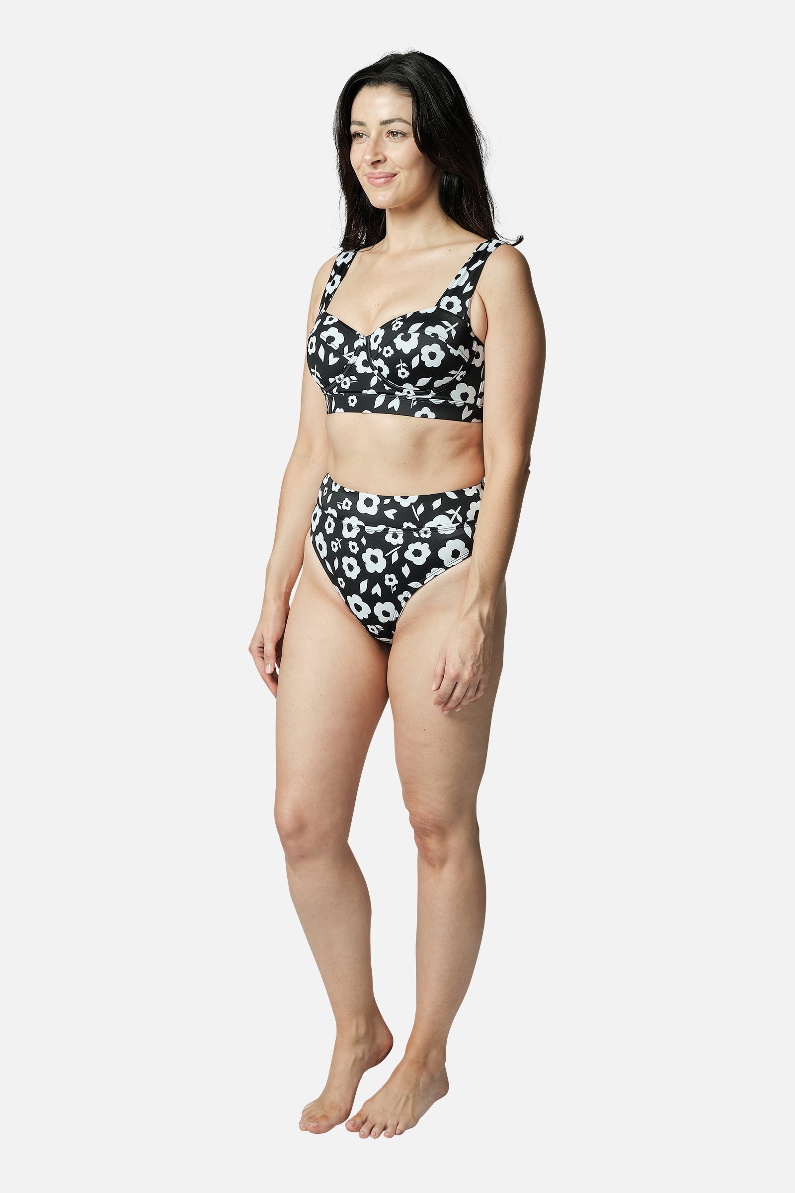 Original Bustier Balconette Bikini Bralette DAISY SILHOUETTE BLACK - XYRIS