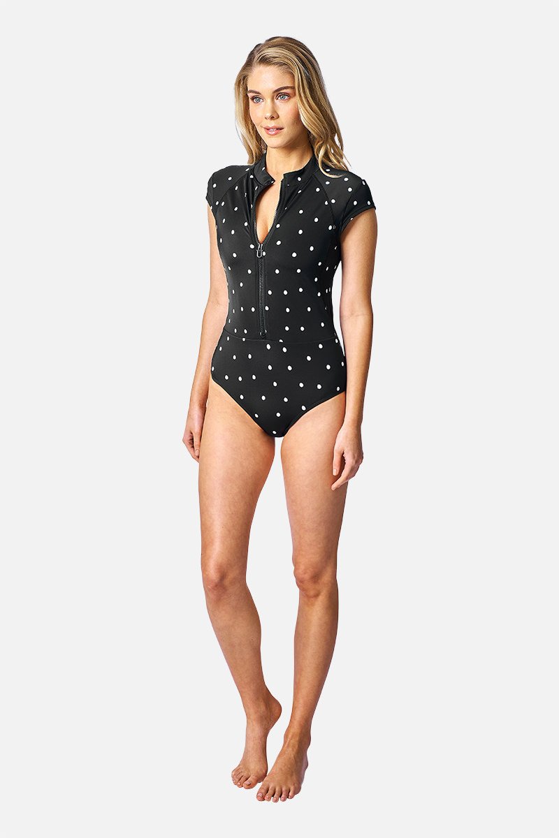Original Sexie Rashie Cap Sleeve POLKA NOIR - XYRIS