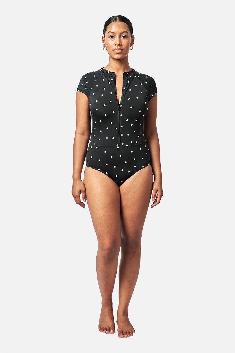 Original Sexie Rashie Cap Sleeve POLKA NOIR - XYRIS
