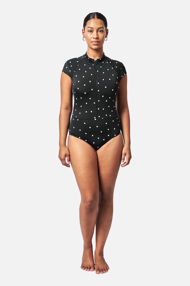 Original Sexie Rashie Cap Sleeve POLKA NOIR - XYRIS