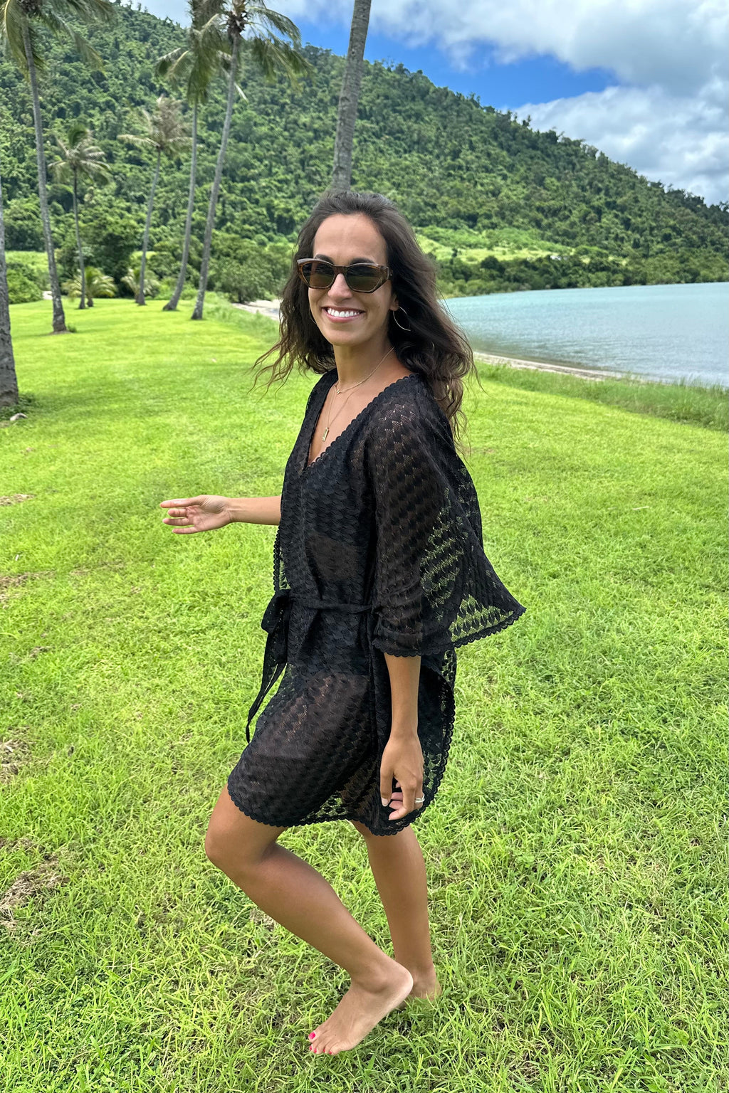 Scalloped Lace Kaftan BLACK - XYRIS