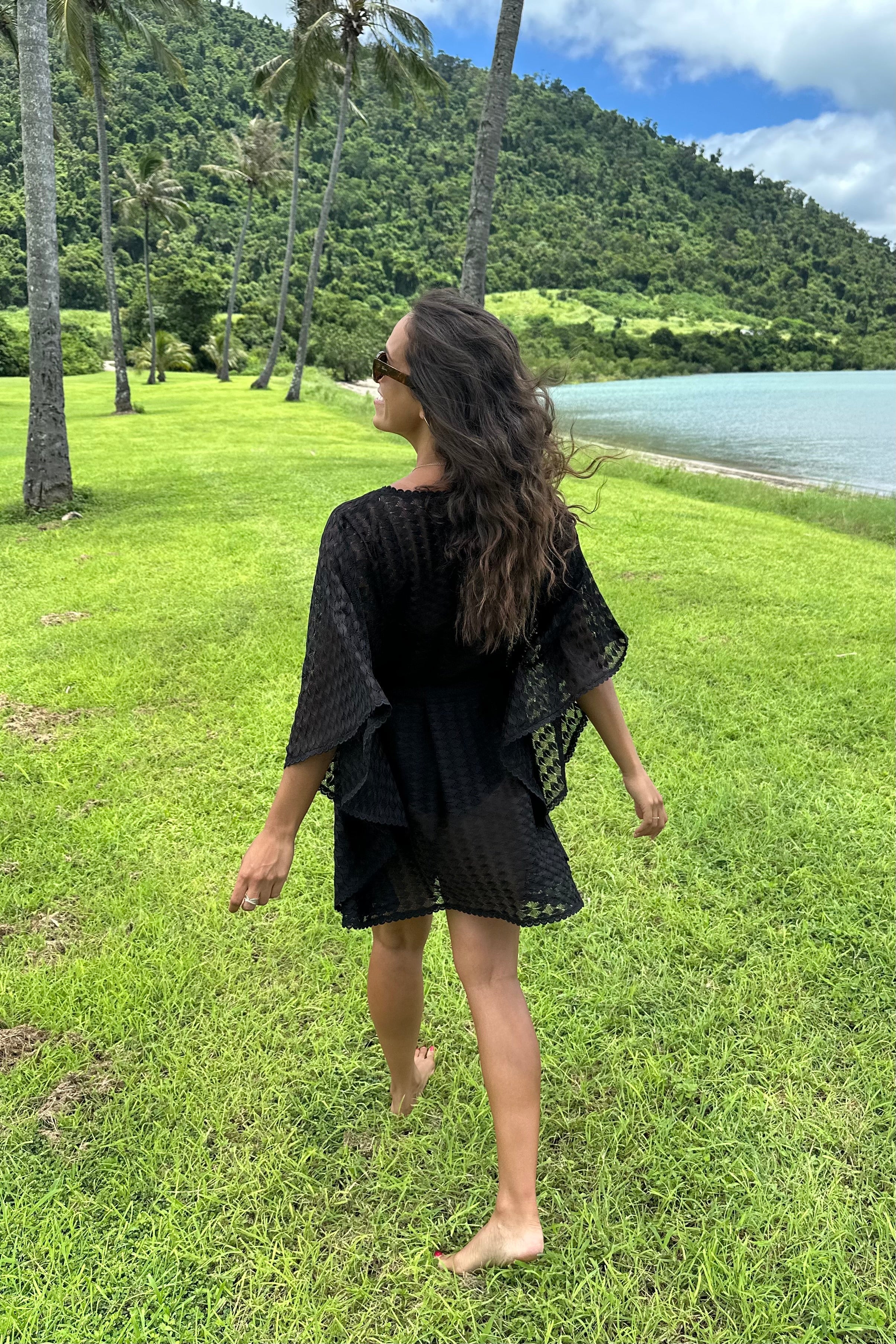 Scalloped Lace Kaftan BLACK - XYRIS
