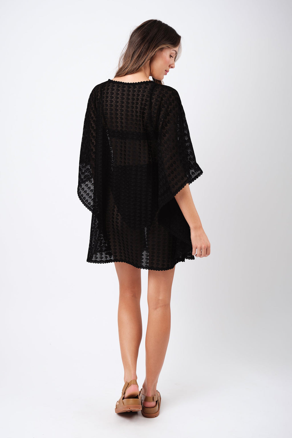 Scalloped Lace Kaftan BLACK - XYRIS