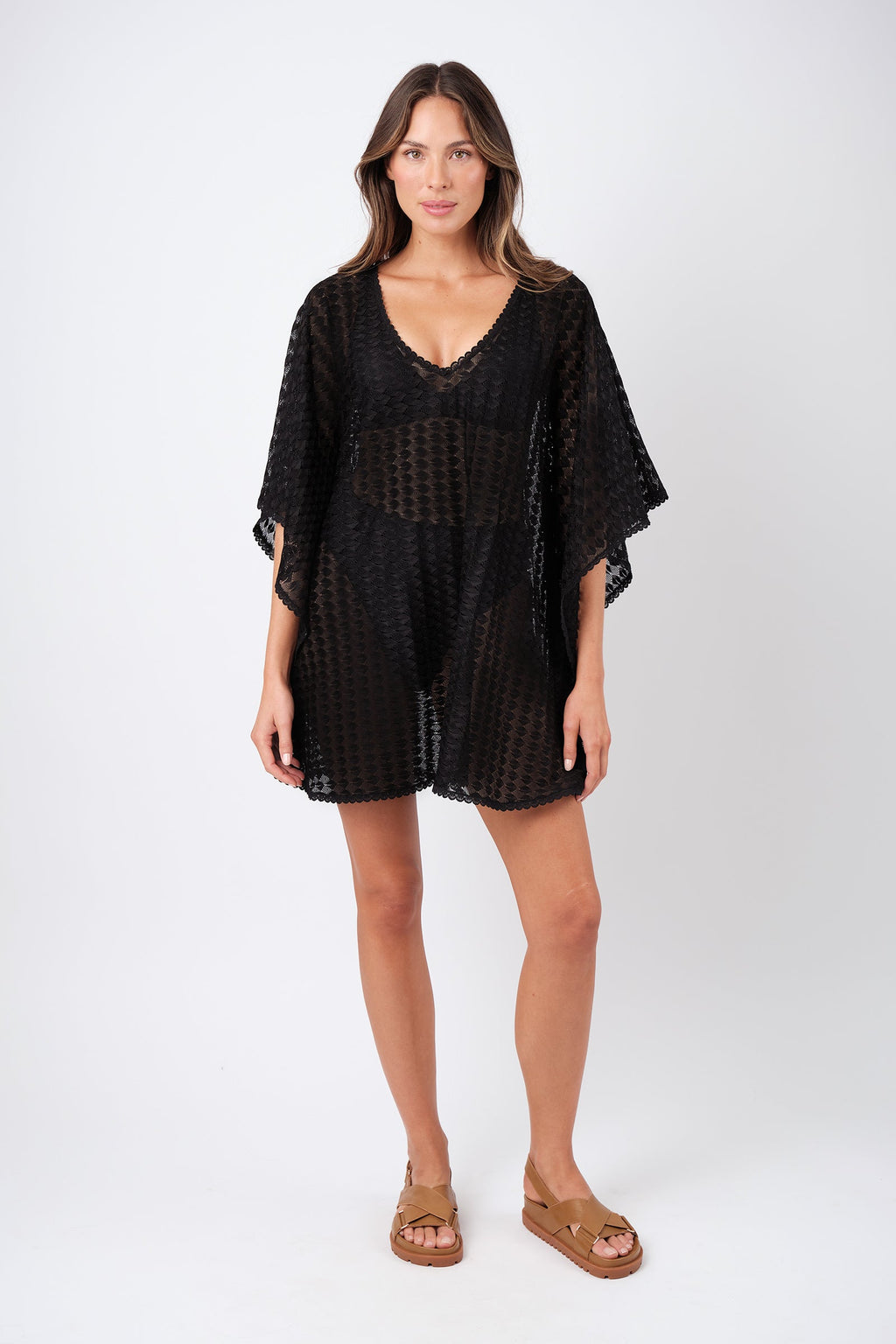 Scalloped Lace Kaftan BLACK - XYRIS