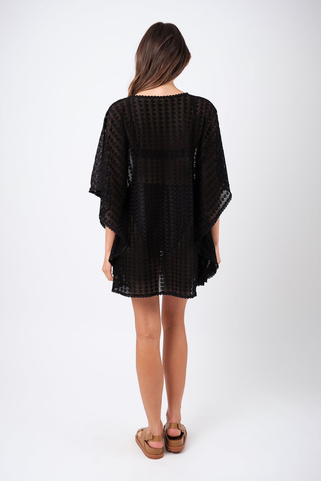 Scalloped Lace Kaftan BLACK - XYRIS