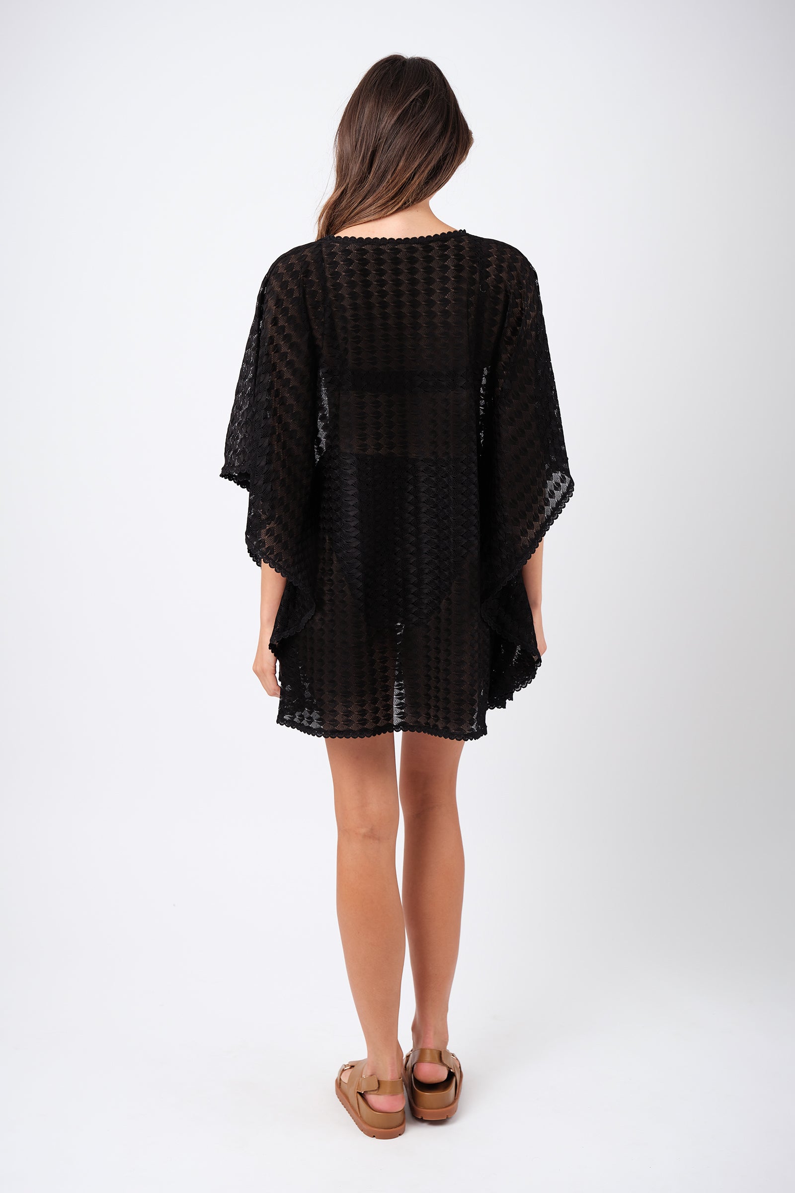 Scalloped Lace Kaftan BLACK - XYRIS